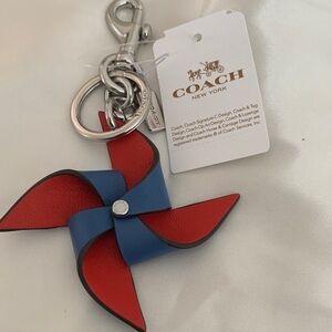 Coach Red and Blue Pinwheel Keychain